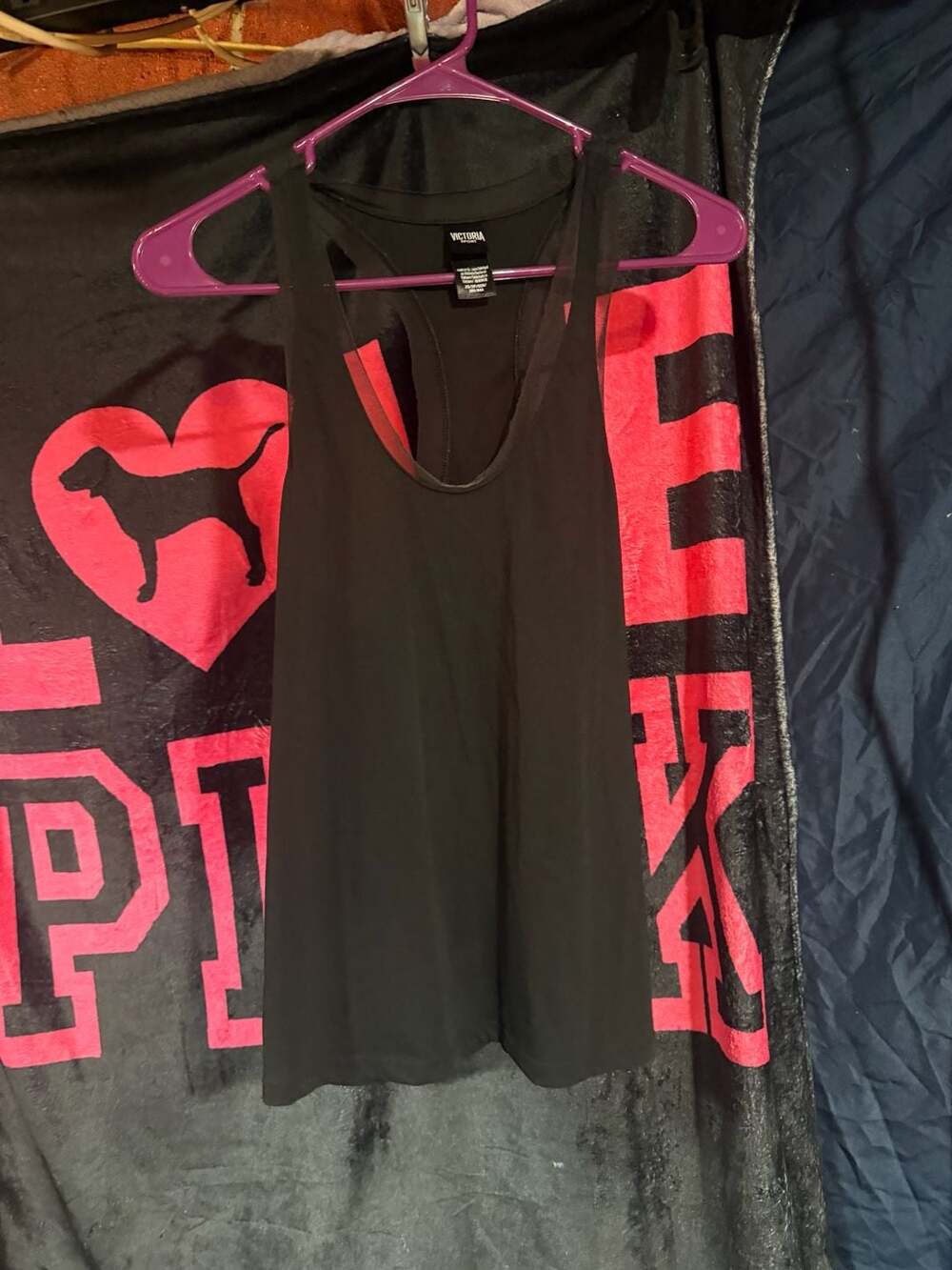 Victoria Sport Black Racerback Mesh Trim Tank Top Size XS